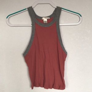 Stretchy tank top, pink with grey